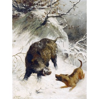 РЕПРОДУКЦИИ НА КАРТИНИ Ловно куче и глиган (1899)